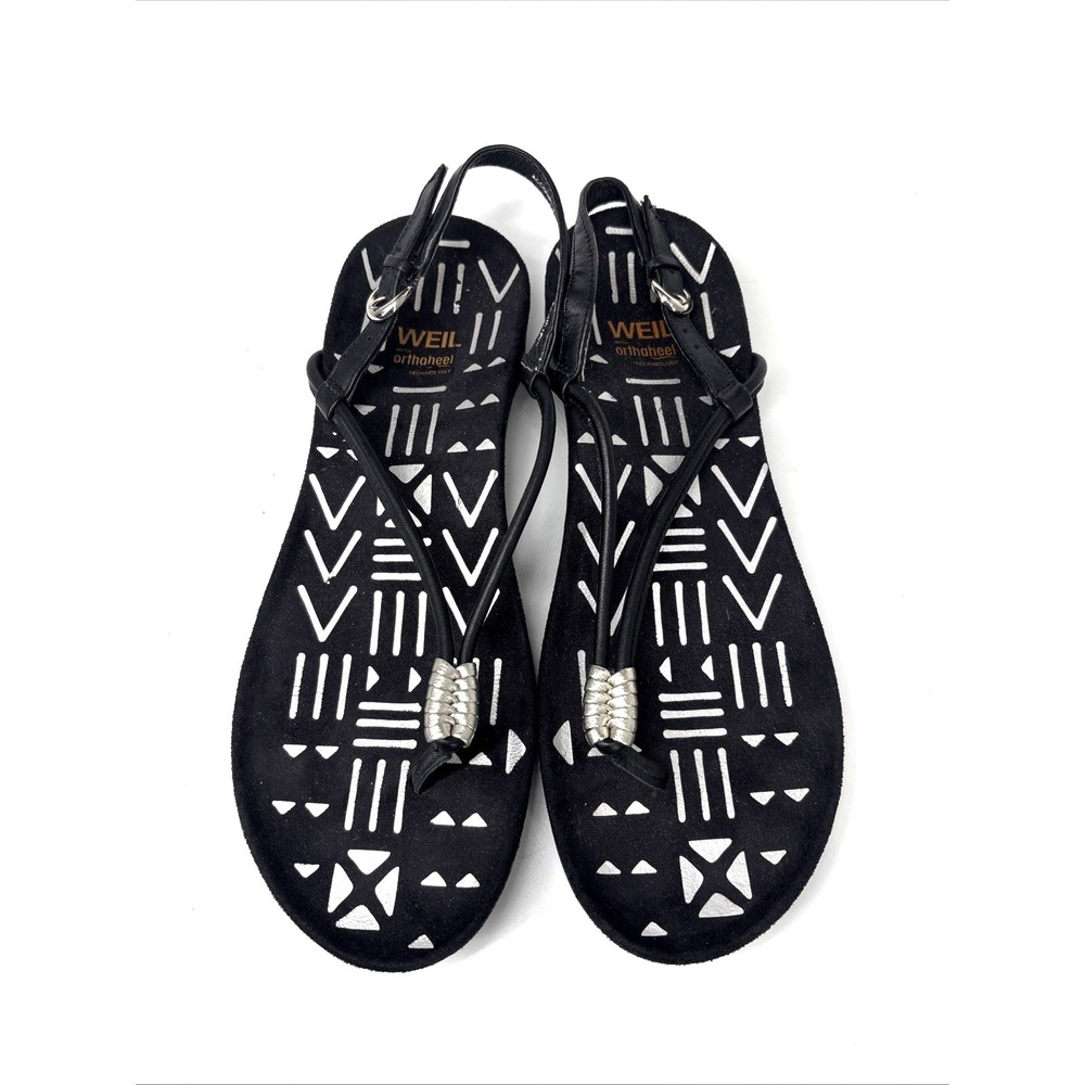 Dr. Andrew Weil Accomplish Thong Sandals Women's 8 Black Slip On Orthoheel